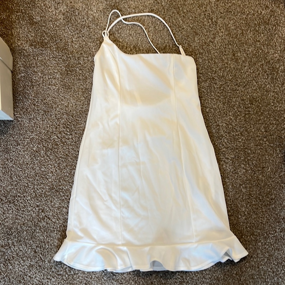 Embry Shoulder Ruffle Dress in White